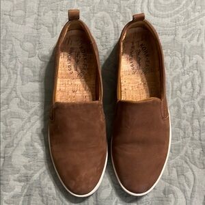 Kork-Ease Brown Suede Flats with Rubber Sole
